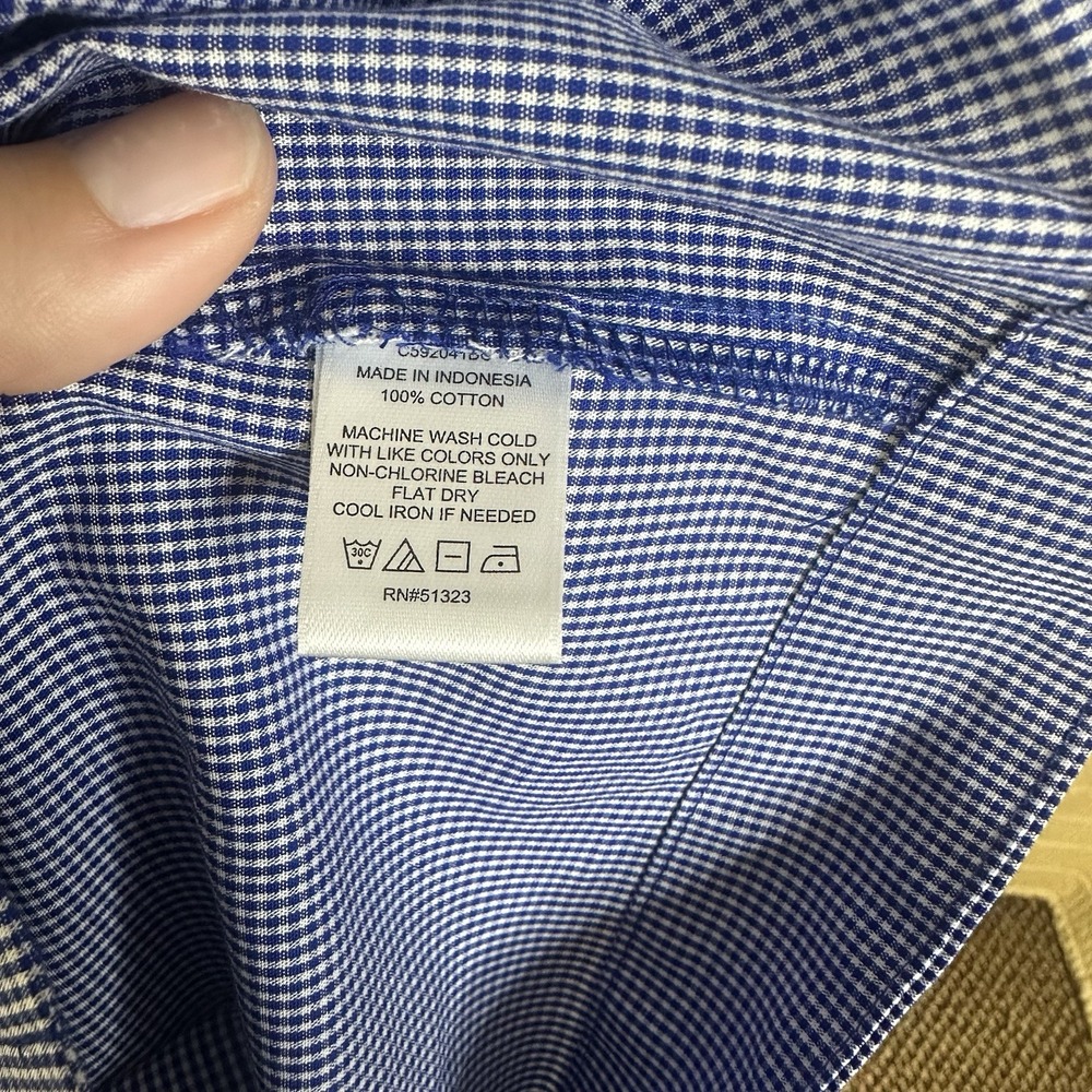 CeCe Gingham Blue Tie Top Boxy M Grandma Core Sleeveless Preppy Pleated Cotton - Picture 5 of 5